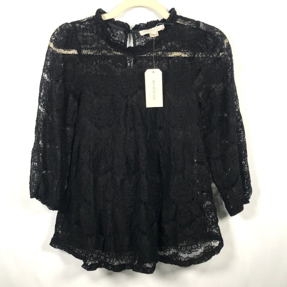 Lace Sheer Babydoll‎ Blouse Small Ruffle Victorian Feminine Romantic Whimsigoth